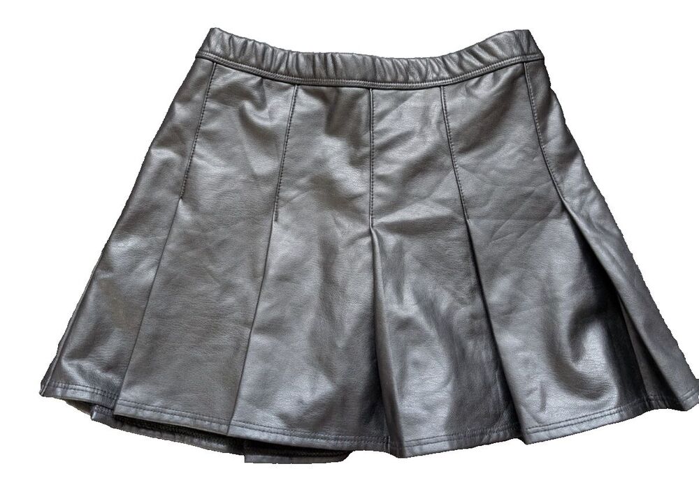 Abercrombie & Fitch Kids Faux Leather Skort Pleated Pull On Elastic Waist 7/8